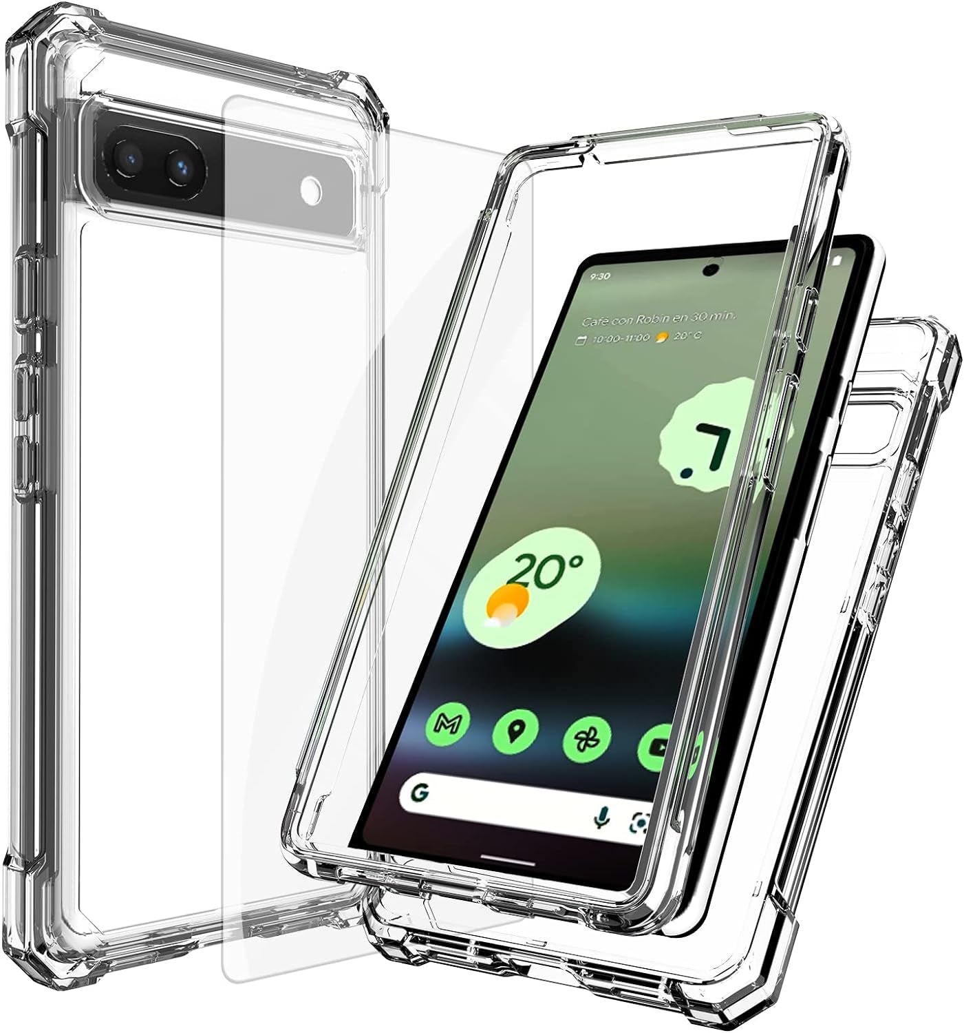 Ailiber Case for Pixel 6A, Google Pixel 6A Phone Case with Screen Protector, 2 Layer Structure Protection, Shockproof Corner TPU Bumper, Heavy Duty Rugged Silicone Phone Cover for Pixel 6A-Blue Pink  Ailiber Air-Guard Corners  Clear  