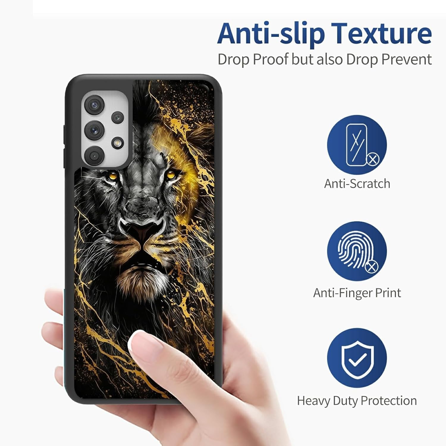 Case for Samsung 53 5G 6.5" Wallet Phone, Credit Card Holder Slots Cover & Hard PC Shockproof Soft Silicone Dual Layer Protection Flip Case for Samsung Galaxy A53 5G 2022, Cool Lion