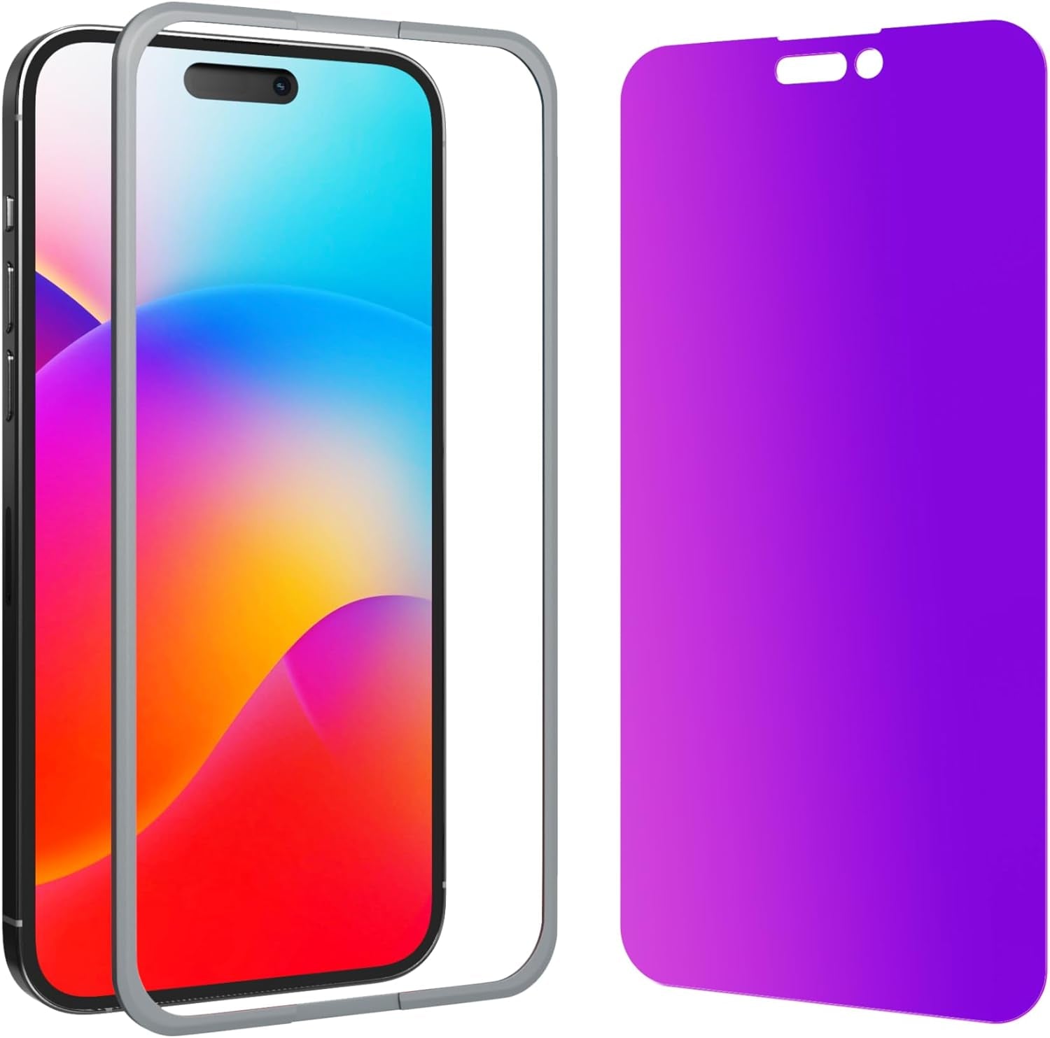 GIGIKISS Compatible for Iphone 15 Pro Max Privacy Screen Protector 6.7 Inch, Purple Gradient anti Spy anti Blue Light HD Screen Protector Tempered Glass Easy Installation  GIGIKISS Iphone 14 Pro Max-6.7 In  