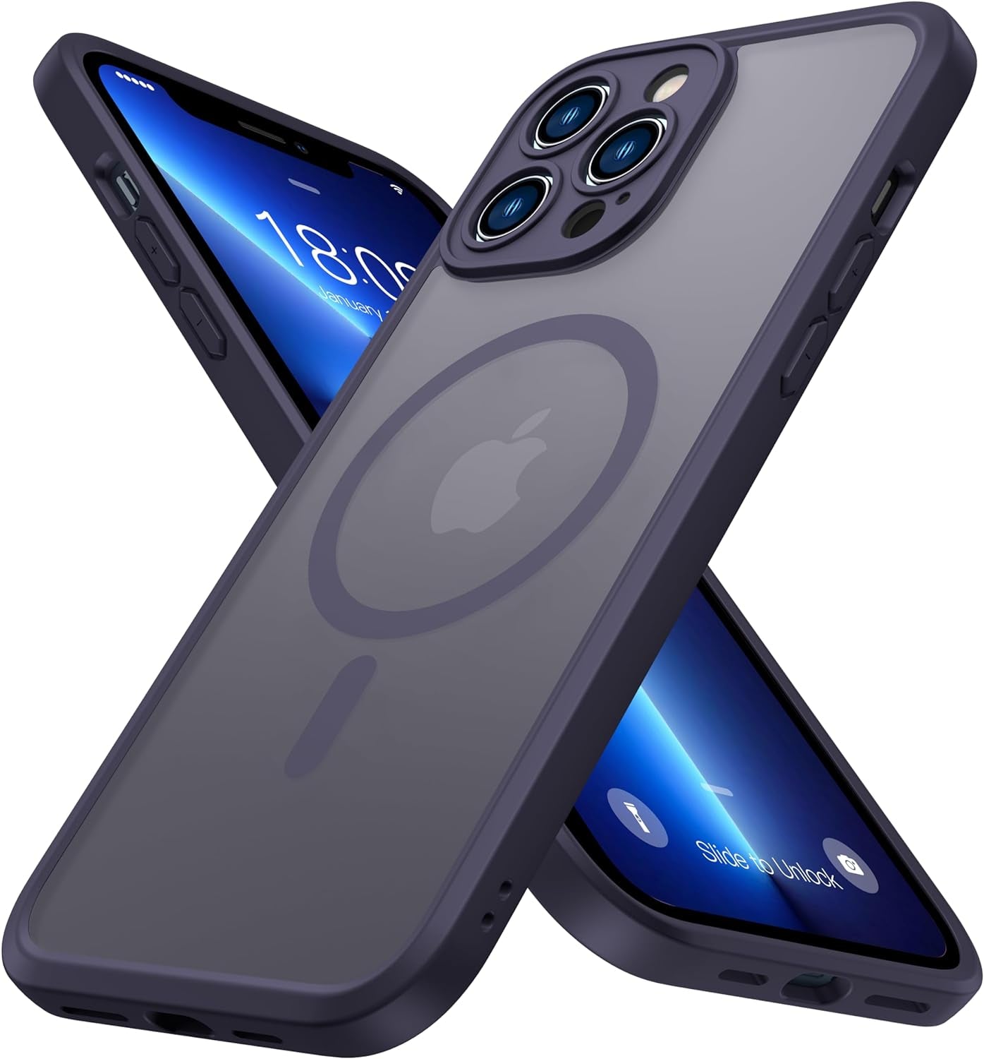 Impactstrong Magnetic Guard Designed for Iphone 15 Case [Camera Protection] [Military Grade Drop Tested] [Compatible with Magsafe] Slim Translucent Matte Phone Case (6.1") - Gray  ImpactStrong Dark Purple Iphone 13 Pro Max 