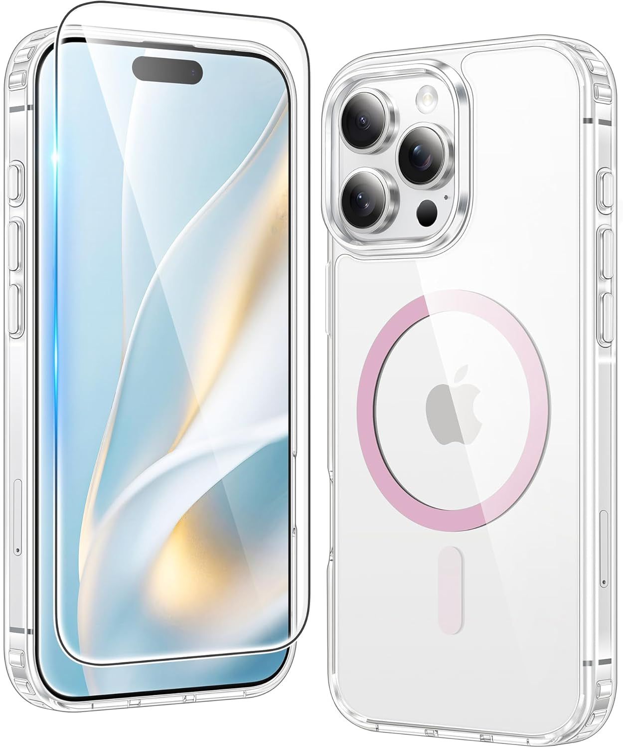 FNTCASE for Iphone 17 Pro-Max Case: Clear Magnetic Phone Cases with Screen Protector Compatible with Magsafe Slim anti Yellowing Rugged Shockproof Protective Transparent Cell Cover (A-Clear)