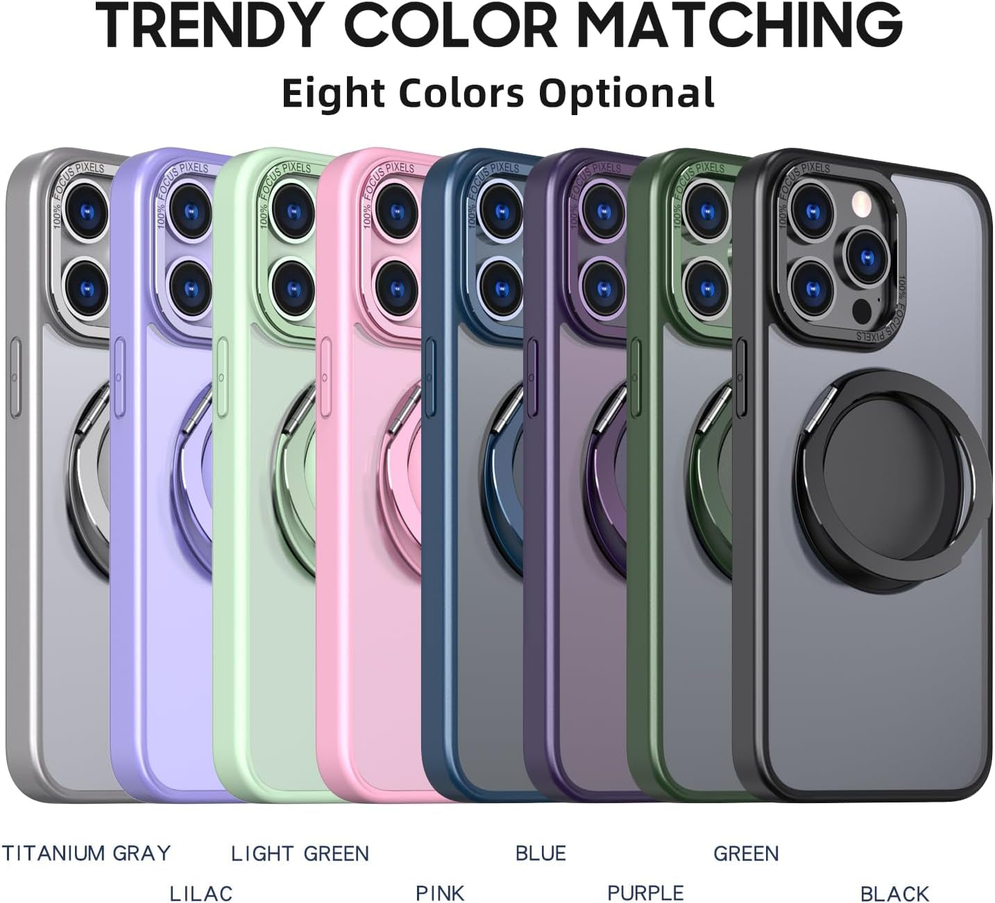 Mangix for Iphone 15 Pro Max Case,360° Rotatable & Invisible Magnetic Ring Stand Compatible with Magsafe, Anti-Fingerprint Protective Cover Translucent Back for Iphone 15 Promax Case (Black)  Mangix   