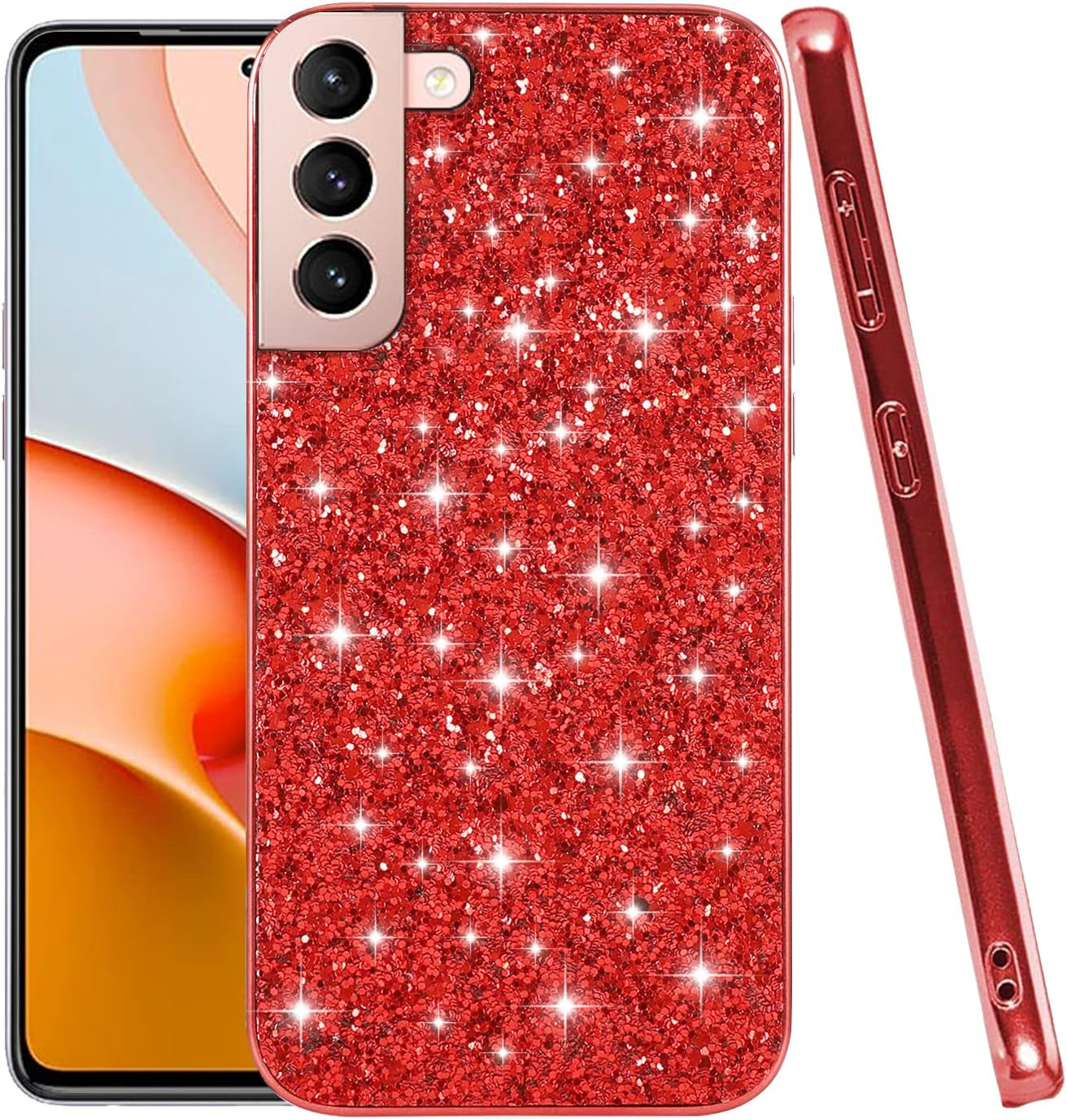 Compatible with Samsung S22 plus Case Glitter Shockproof,Samsung Galaxy S22 plus Phone Case Bling Sparkly Soft TPU and PC Silicone Shiny Girl Women Thin Protective Cover (Silver)