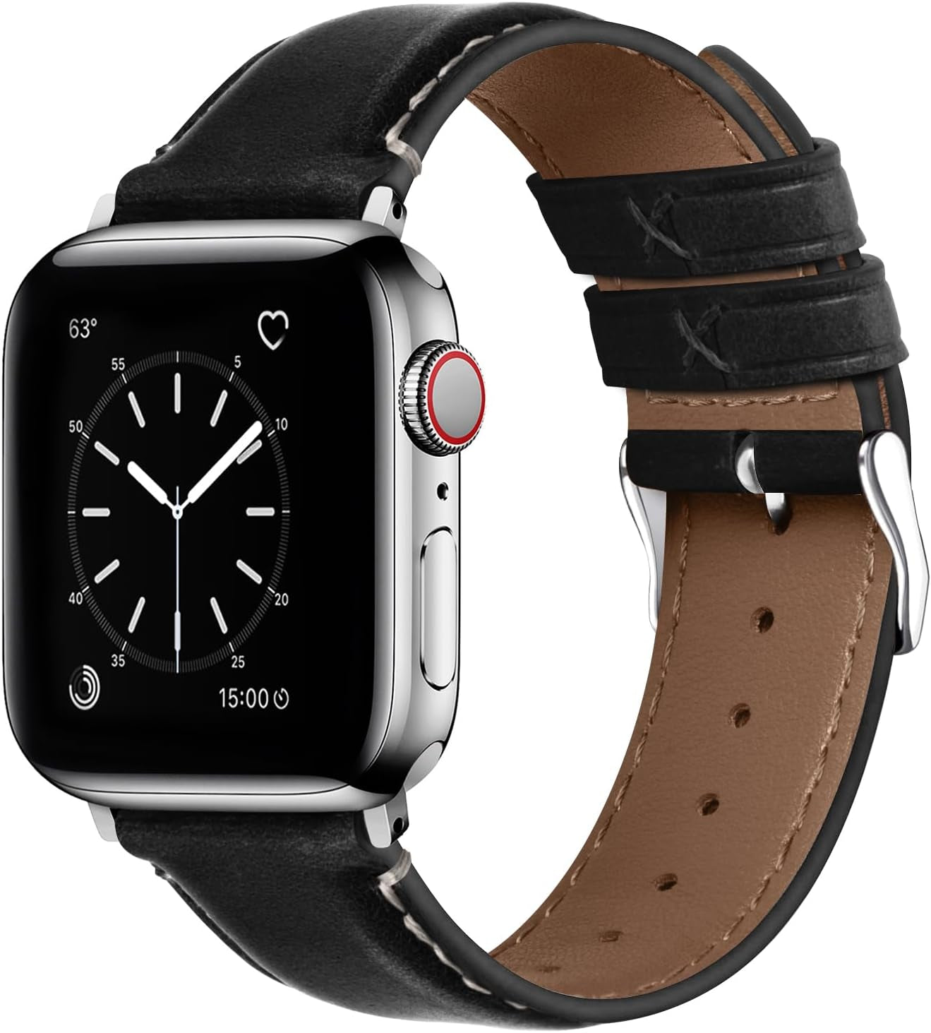 Fullmosa Retro Leather Bands Compatible with Apple Watch 38Mm 40Mm 41Mm for Men Women, Top Grain Real Leather Strap for Iwatch Series 9/8/7/6/5/4/3/2/1/SE/SE2, Brown+Black Buckle