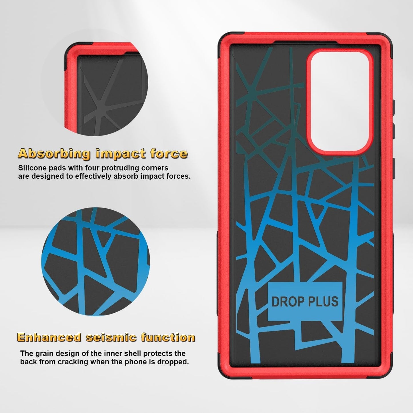 For Samsung Galaxy S22 Ultra Case,Shockproof Dropproof Galaxy S22 Ultra Case,Rugged Heavy Duty Protective for S22 Ultra Case 6.8 Inch (Red/Black)