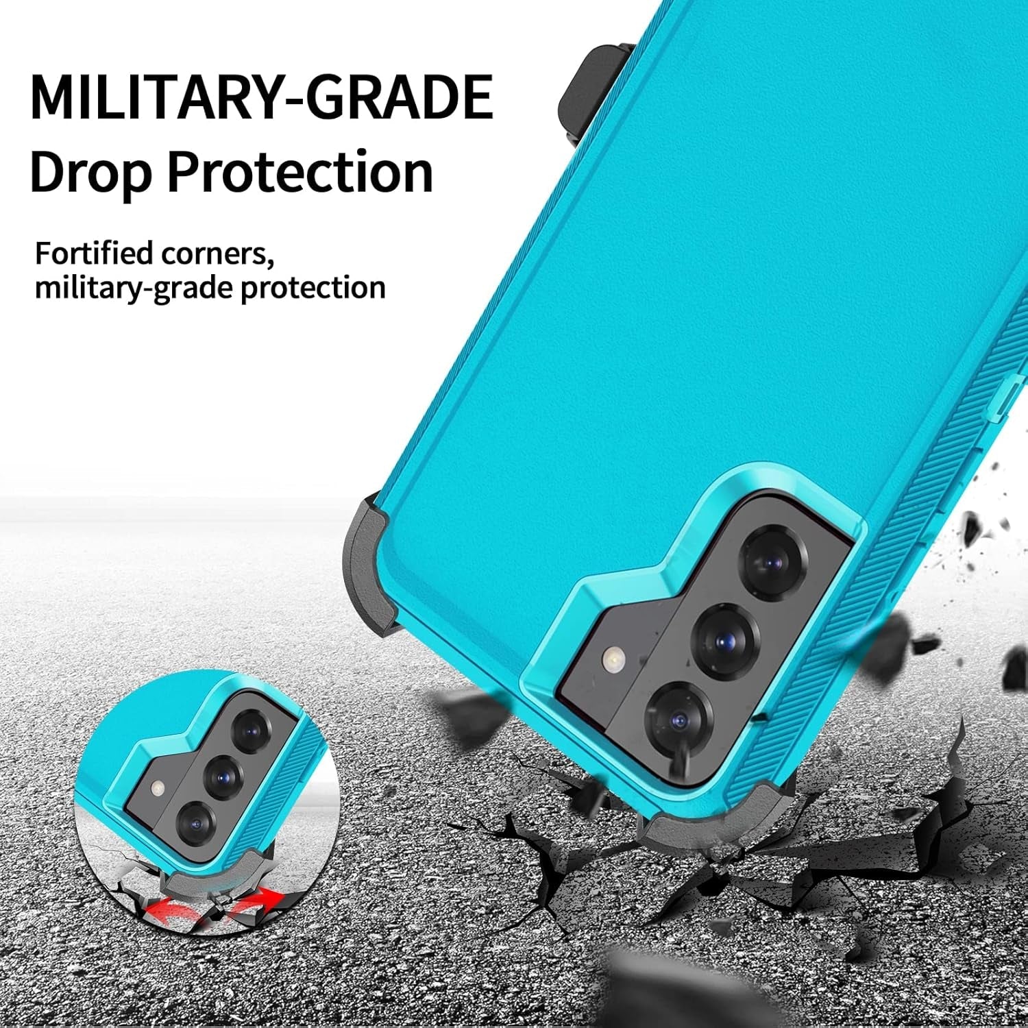 For Galaxy S22 Case, Rugged Shockproof Military Grade Bumper Phone Cover Armor Heavy Duty for Samsung Galaxy S22 (Teak/Light Green)