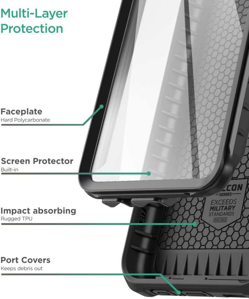 ENCASED Falcon Armor for Samsung Galaxy A53 5G Case with Built-In Screen Protector (Black)