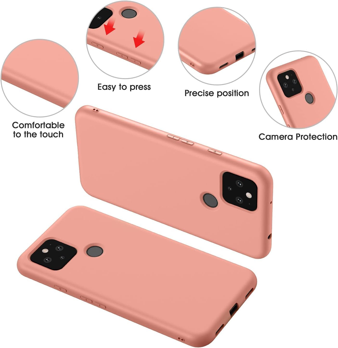 ABITKU Compatible with Google Pixel 5A Case, Slim Silicone Gel Rubber Case Cover (With Microfiber Lining) Full Body Shockproof Design for Google Pixel 5A 6.34 Inch 2021(Pink  abitku   
