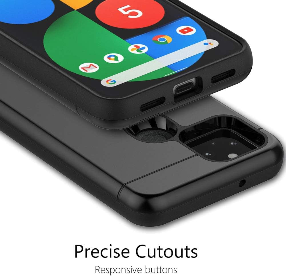 Teelevo Wallet Case for Google Pixel 5, Dual Layer Case with Card Slot Holder and Kickstand for Google Pixel 5 - Black  Teelevo   