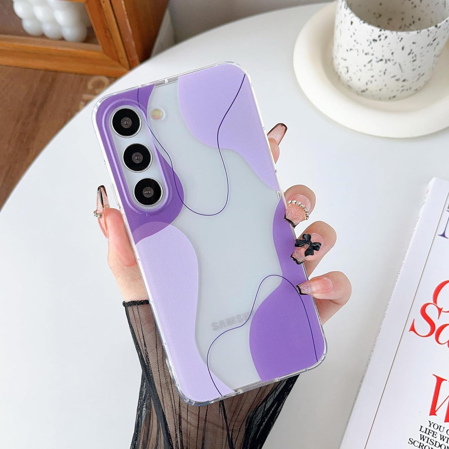 DEFBSC Compatible with Samsung Galaxy S22 Case, Soft Shaped Art Design with Built-In Bumper Protective Phone Case, Cute Slim TPU Cover Designed for Samsung Galaxy S22 Case,Blue