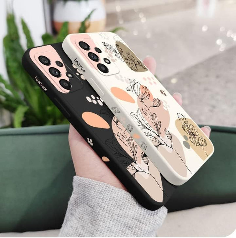 For Galaxy A53 5G Case for Women Girls Cute Plants Leaf Camera Lens Protector Soft TPU Bumper Slim Liquid Silicon Rubber Shockproof Protective Cover Phone Case for Samsung Galaxy A53 5G-Purple