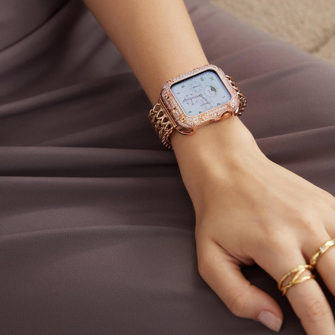 Fashion Mesh Metal Watch Band Compatible with Apple Watch Band 41Mm 40Mm 38Mm, Secure and Adjustable, High Quality Stainless Steel Metal Replacement Adjustable Wristband for Iwatch Series Ultra/Ultra2/9/8/7/6/5/4/3/2/1 Se Men and Women