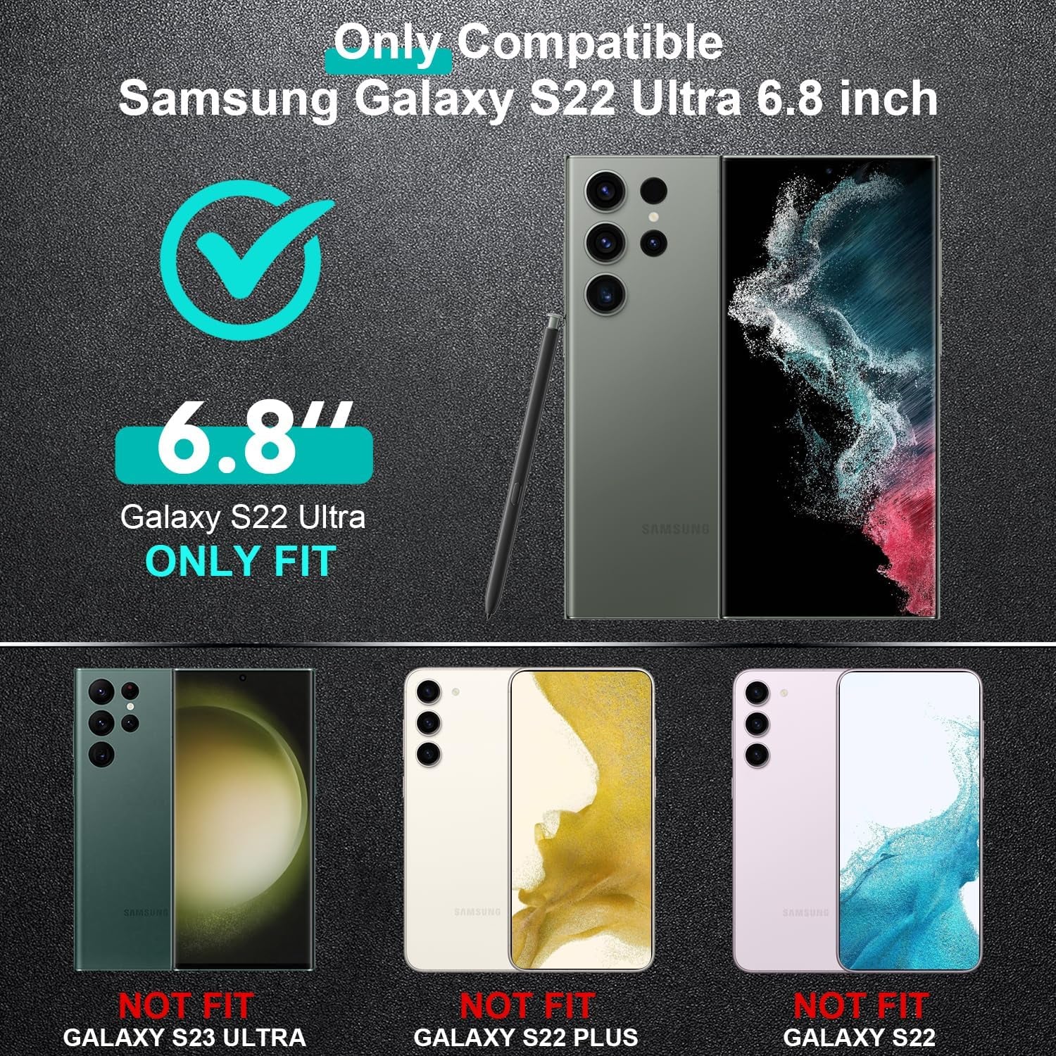 FEIYAR HOME for Samsung Galaxy S22 Ultra Case: [Military Grade Shockproof] with 2 [Camera Lens Protector] [No Screen Protector] Heavy Duty Protection Phone Case for Galaxy S22 Ultra 5G-Purple Green