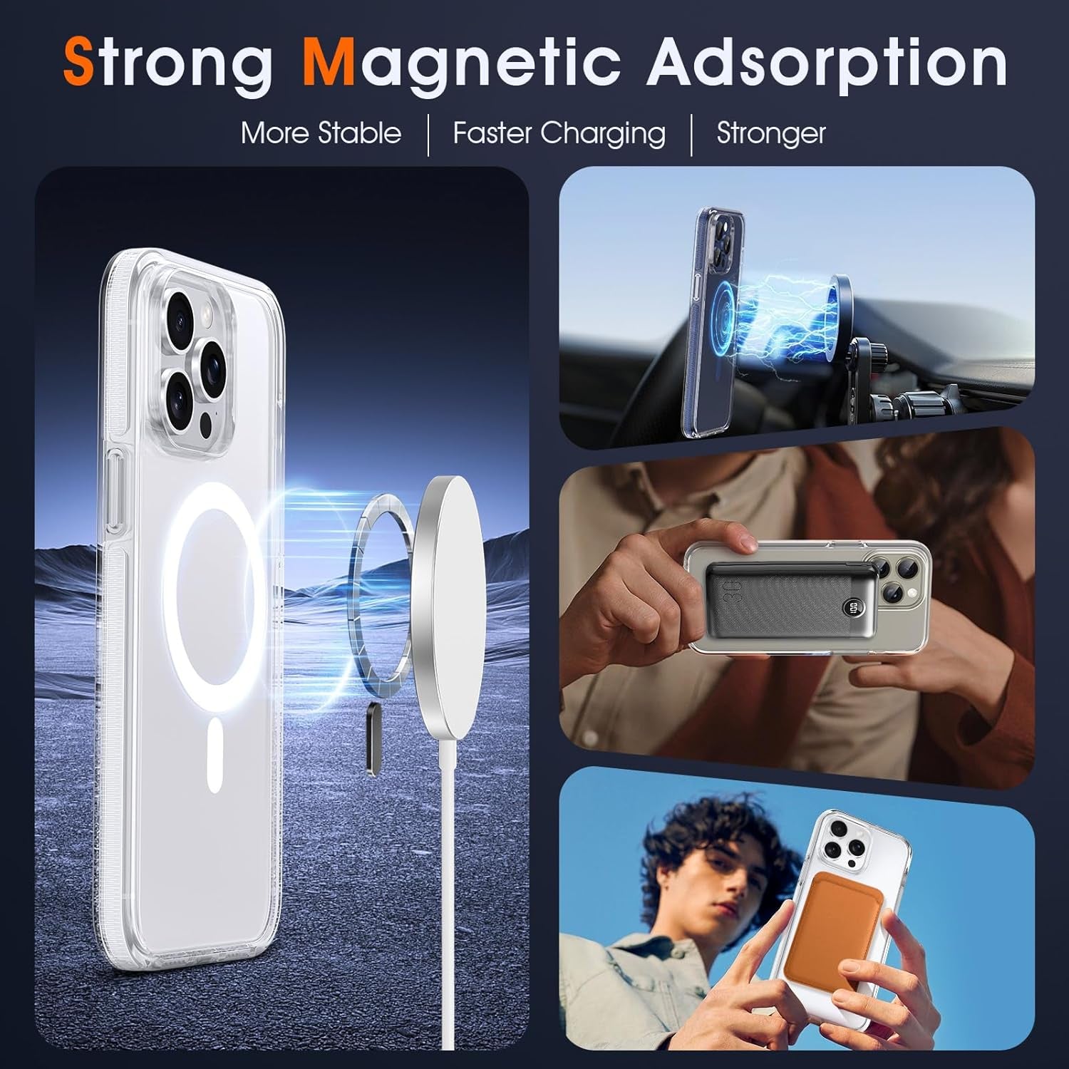 MILPROX Compatible with Iphone 15 Pro Max Case - Compatible with Magsafe - Magnetic Clear Trasparent Design - Non-Yellowing Anti-Slip - Shockproof Bumper Phone Cover - White  MILPROX   