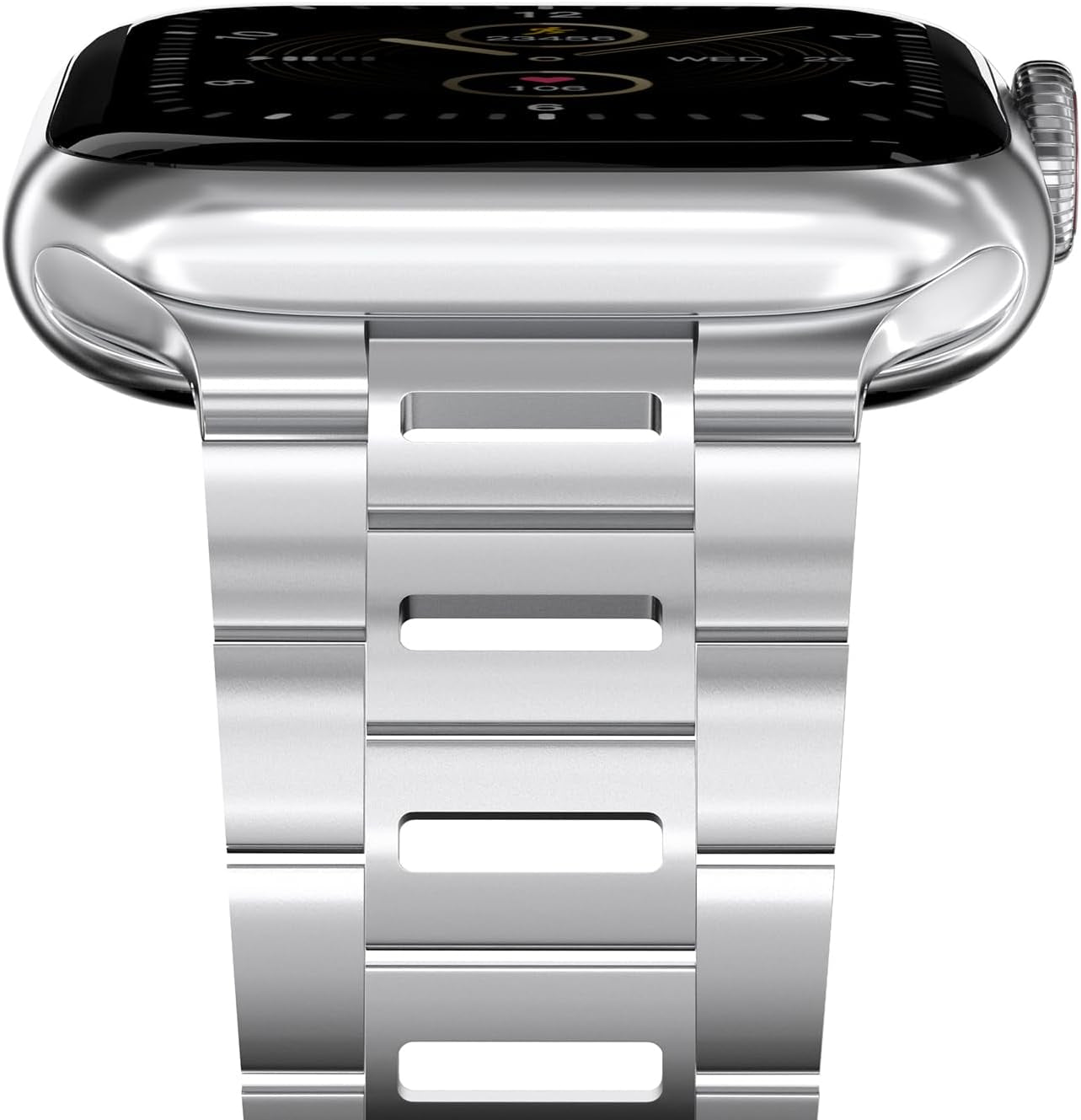 Finestone Metal Band for Apple Watch - Stainless Steel Apple Watch Band Compatible with Apple Watch 41Mm 40Mm 38Mm - Slim Hollow-Out Design Strap for Iwatch Series 9/8/7/6/5/4/3/2/1 SE Women Men Silver