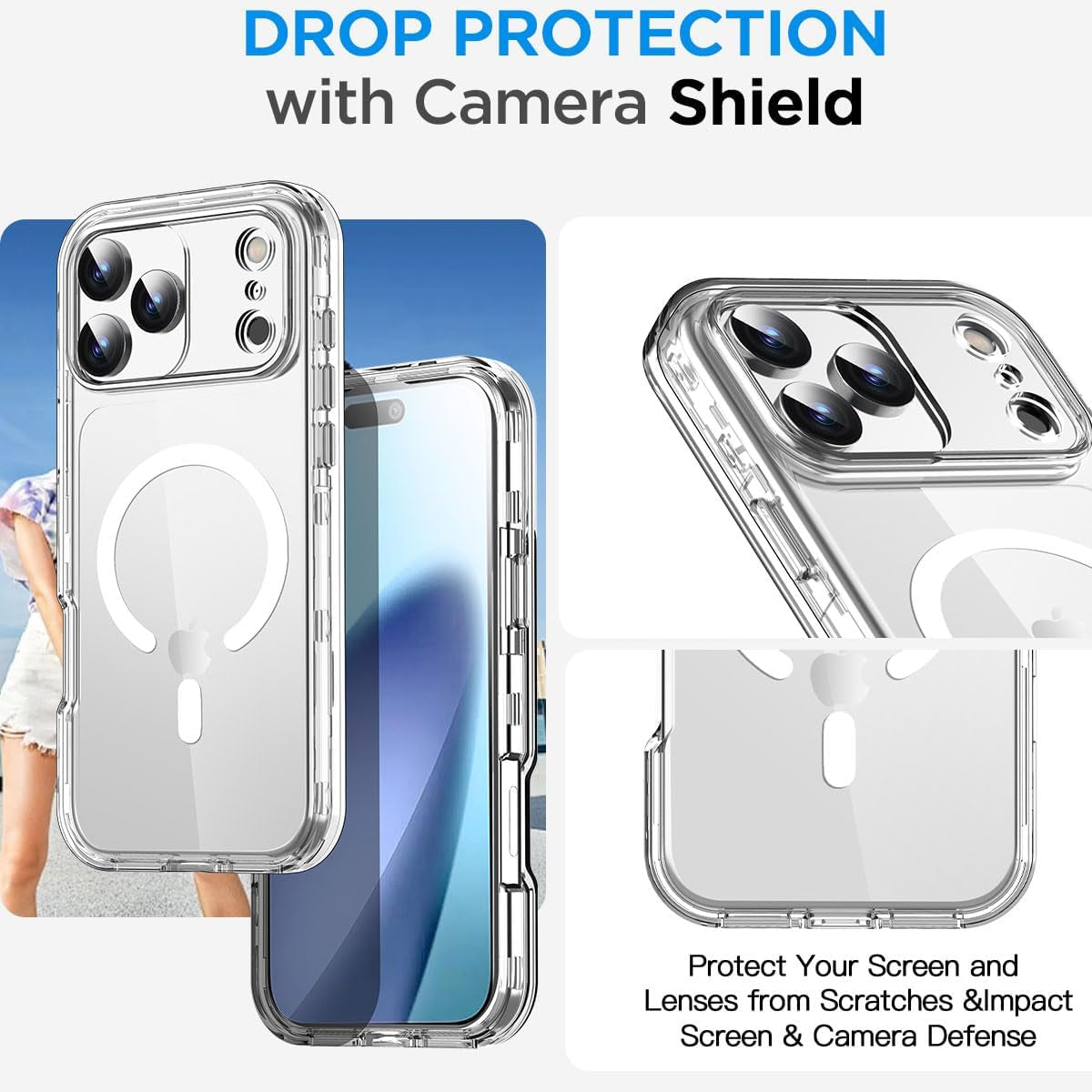 Aicase for Iphone 17 Pro Max Case Clear[Compatible with Magsafe] Heavy Duty Drop Protection Full Body Rugged Shockproof/Dust Proof 3-Layer Military Protective Tough Durable Phone Cover 6.9"