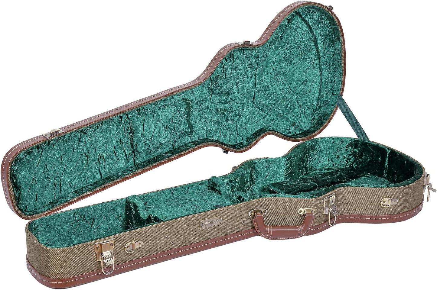 Crossrock Hard-Shell Wood Case for Les Paul Electric Guitars with Removable Shoulder Straps-Tweed(Crw700Ltw)  Crossrock Green Les Paul 