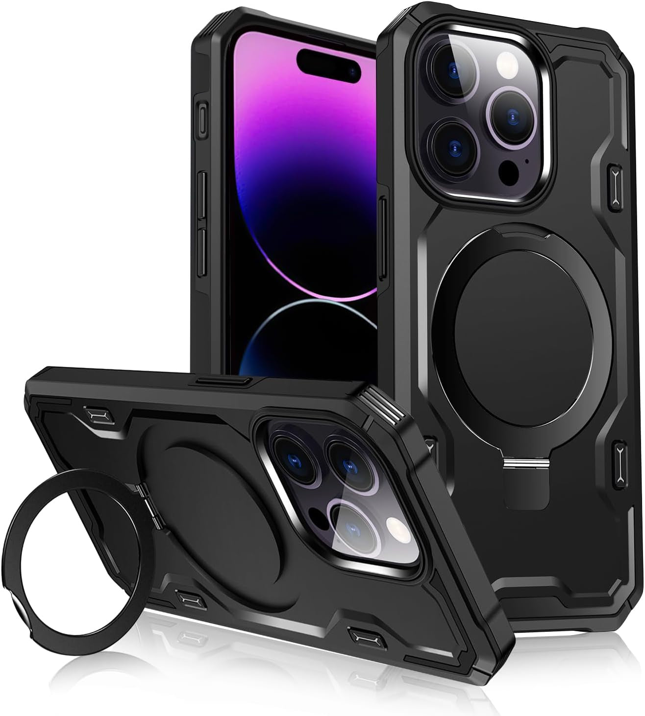 Lokyoo for Iphone 14 Pro Max Case, [Compatible with Magsafe] [Invisible Built in Stand & Ring Holder] Mil-Grade, Dual Layer Shockproof Full Protective Case for 14 Pro Max-Black  Lokyoo Black  