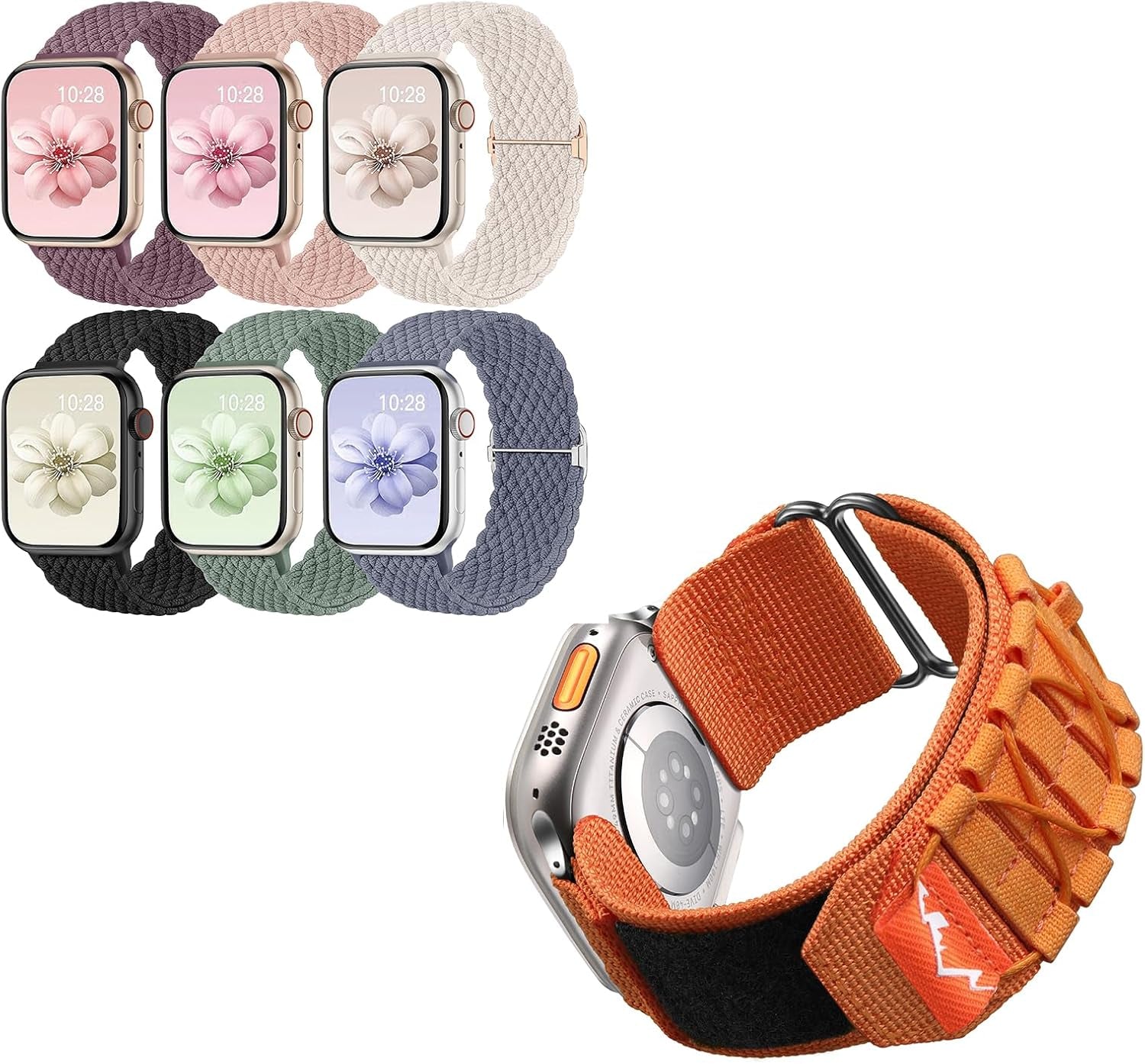 Bands Compatible with Apple Watch Band 38Mm 40Mm 41Mm 42Mm 44Mm 45Mm 49Mm Women Men, Adjustable Soft Nylon Strap for Iwatch Series 9 8 7 6 5 4 3 2 1 SE Ultra/Ultra 2