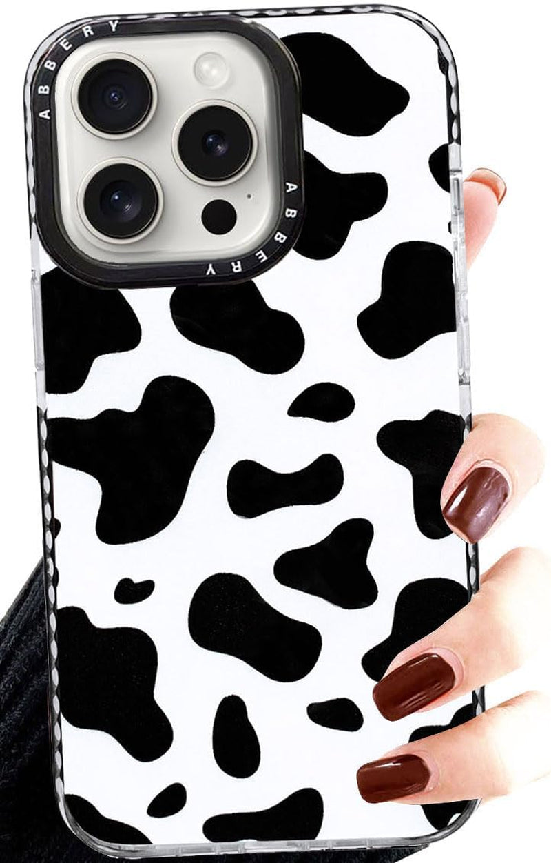 Abbery Designed for Iphone 15 plus Case Cow Print Clear with Design Cow Pattern Cute Durable Silicone TPU Sturdy Shockproof Protective Woman Girls Aessthetic Phone Cover (For Iphone 15 Plus)  Abbery For Iphone 15 Pro  