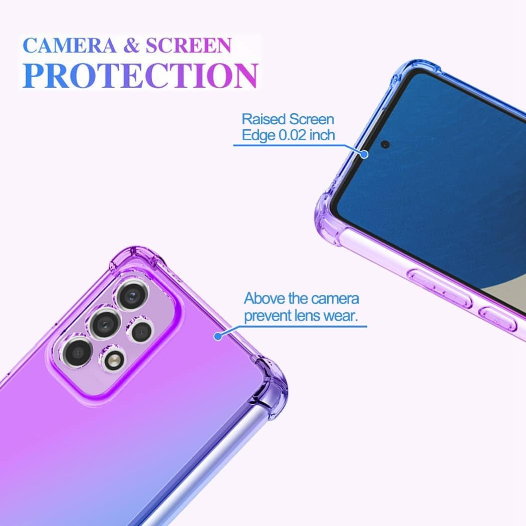 For Galaxy A53 5G Case, Samsung A53 5G Clear Cute Gradient Phone Case Slim anti Scratch Flexible TPU Cover Shockproof Protective Case for Samsung Galaxy A53 5G (Purple/Blue)