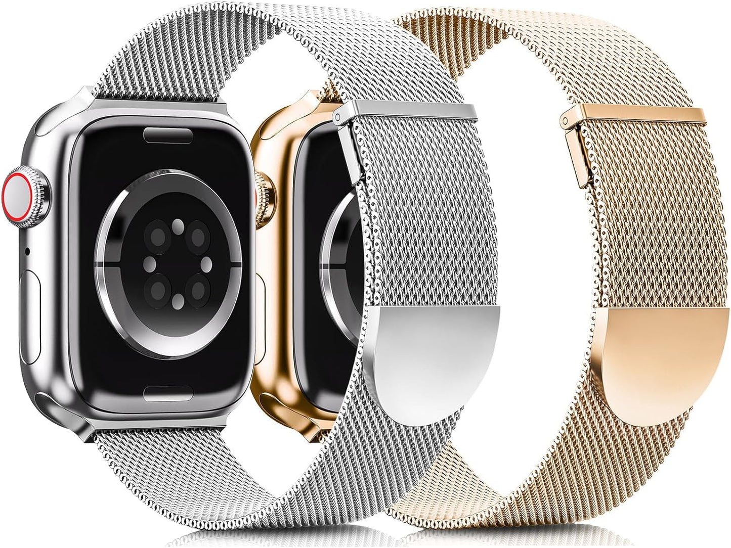 2 Pack Metal Magnetic Band Compatible with Apple Watch Bands 38Mm 40Mm 41Mm 42Mm 44Mm 45Mm 49Mm Women Men,Milanese Loop Stainless Steel Mesh Adjustable Strap for Iwatch Series 9 8 7 6 5 4 3 2 SE Ultra