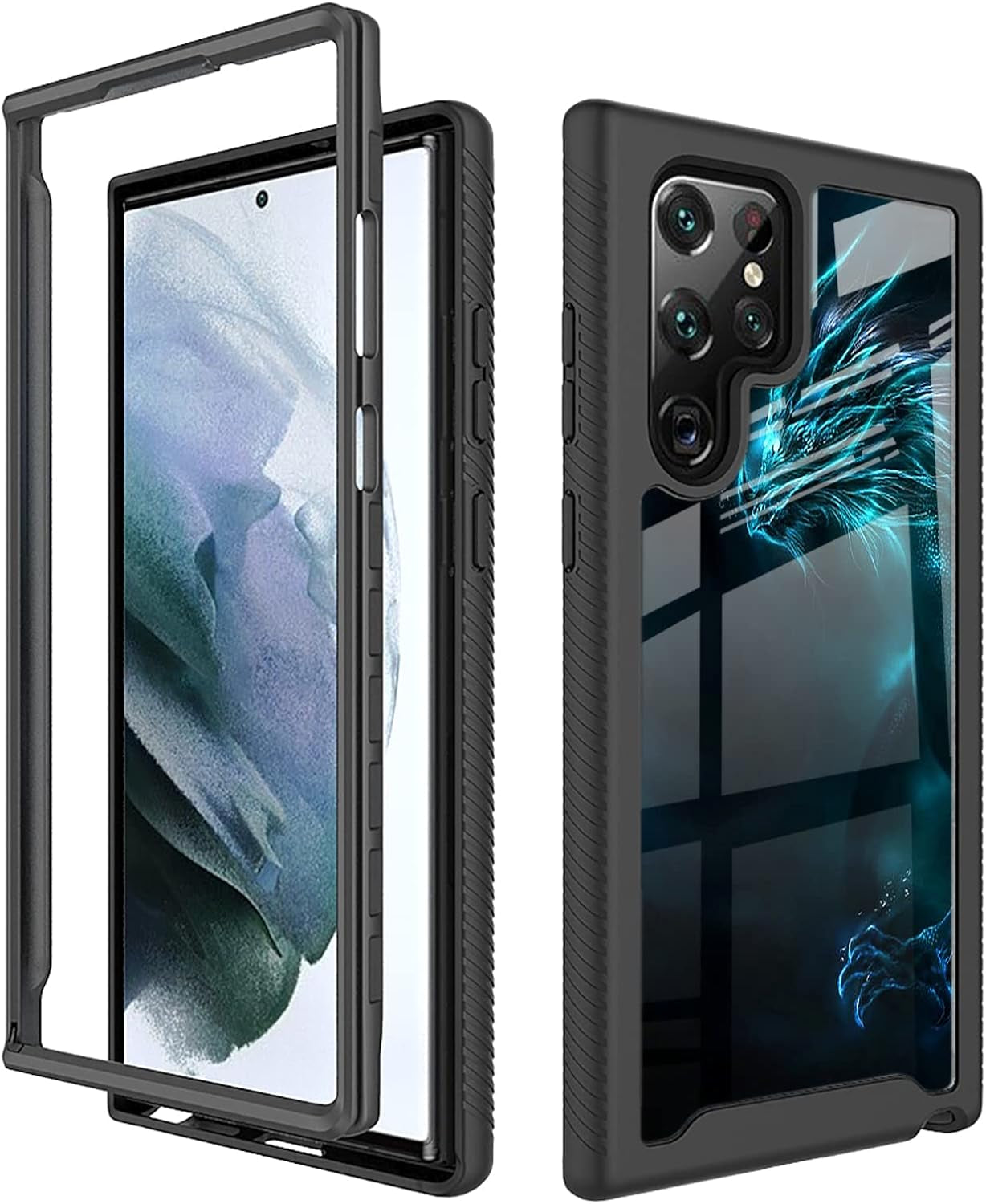 Compatible with Samsung Galaxy S22 Ultra Case Cartoon Cats for Boys Girls Full-Body Dual Layer Rugged Shockproof Bumper Heavy-Duty Protective Cover