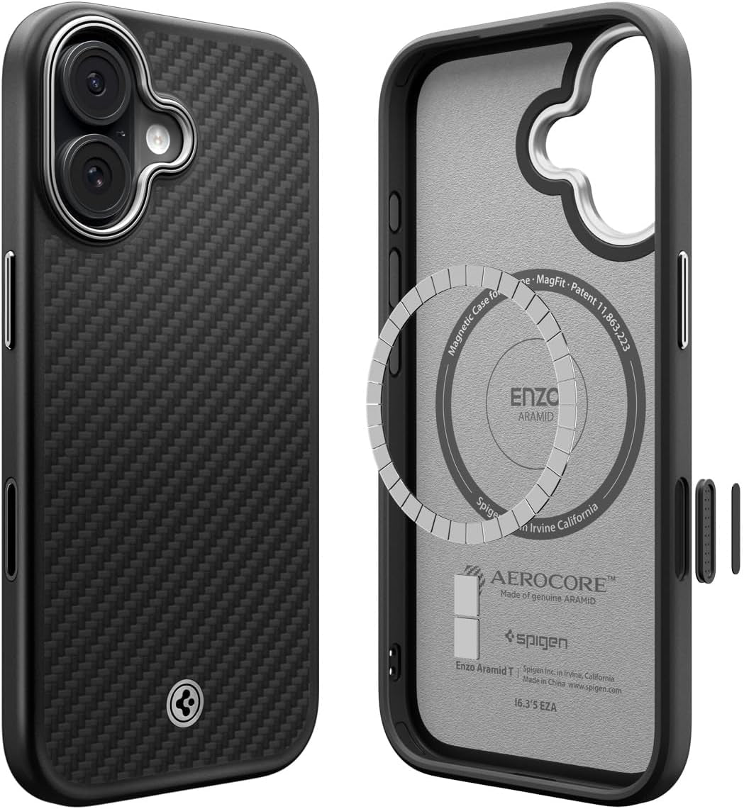 Spigen for Iphone 17 Pro Max Case, Enzo Aramid T [Camera Control Button] [Compatible with Magsafe] - Black Black