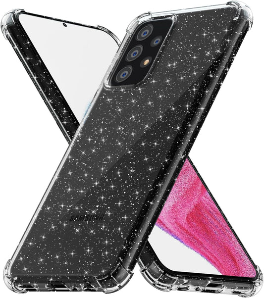 For Samsung Galaxy A53 5G Phone Case Clear Glitter, Cute Sparkle Bling Sparkly Shiny Cover for Women Aesthetic Design, Transparent Thin Slim Flexible Soft TPU, Non-Yellowing, Clear