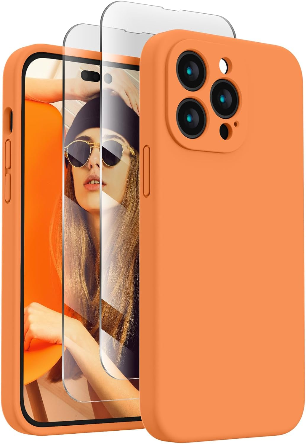 Firenova for Iphone 14 Pro Case, Silicone Upgraded [Camera Protection] Phone Case with [2 Screen Protectors], Soft Anti-Scratch Microfiber Lining Inside, 6.1 Inch,Chalk Pink  FireNova Kumquat  
