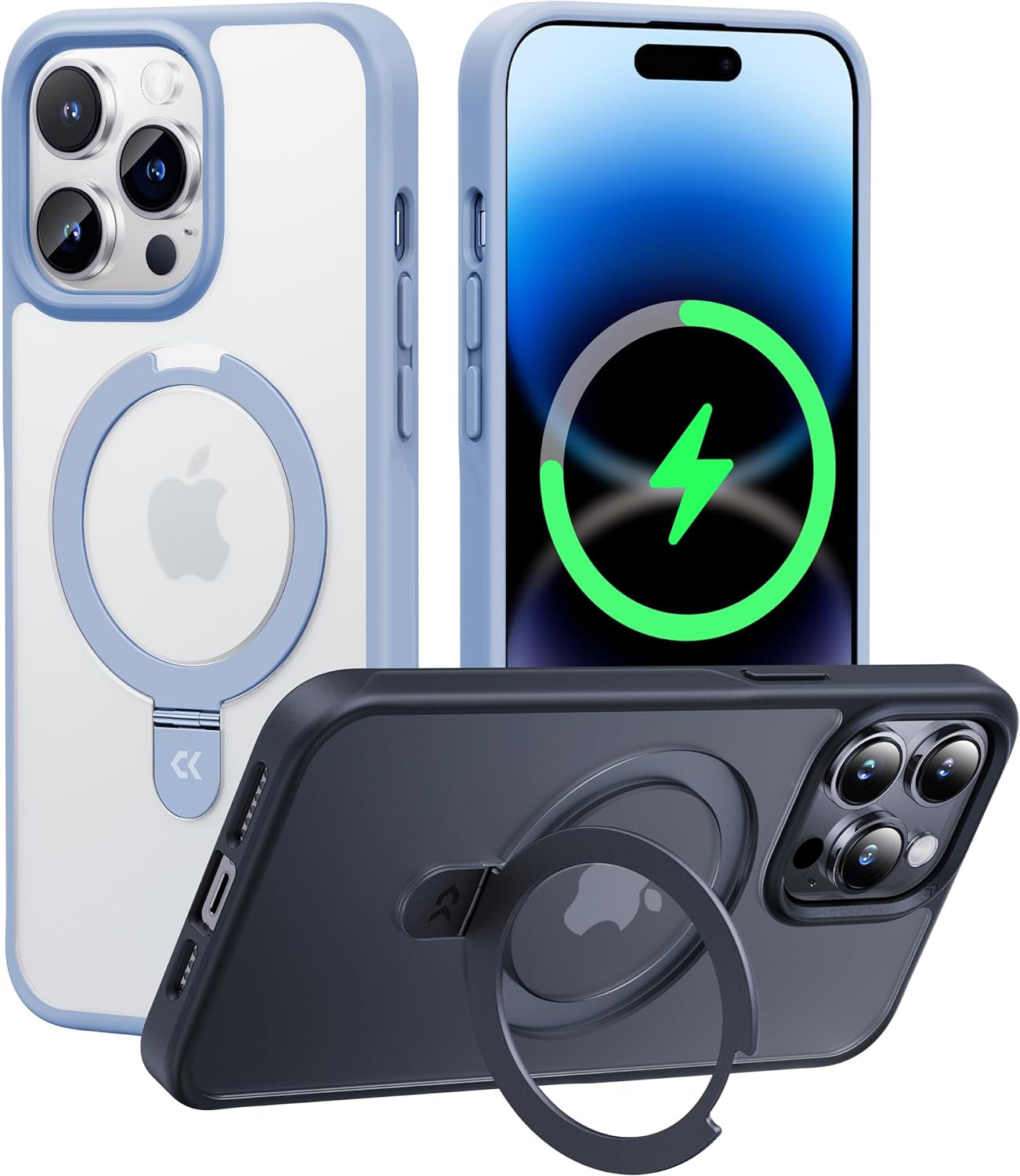 CASEKOO for Iphone 14 Pro Case with Magnetic Ring Stand [Military Drop Protection] [Compatible with Magsafe] Shockproof Slim Translucent Matte Phone Cases 6.1 Inch 2022, Purple  CASEKOO Light Blue For Iphone 14 Pro Max 