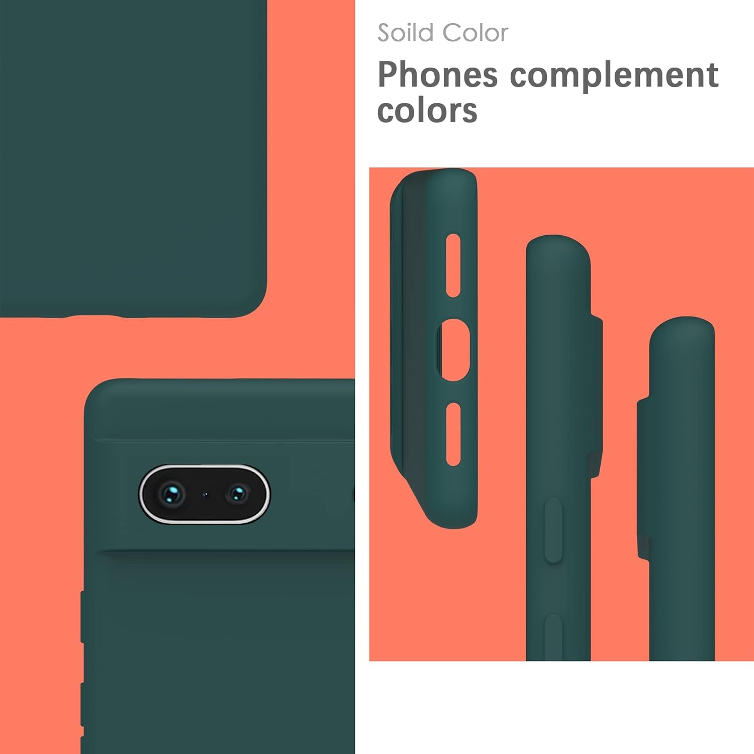 YATWIN Silicone Case for Google Pixel 7A 5G, Soft-Touch, Shockproof, Dustproof, Antiskid Full Body Armour Phone Cover for Google Pixel 7A 5G - Dark Green  YATWIN   