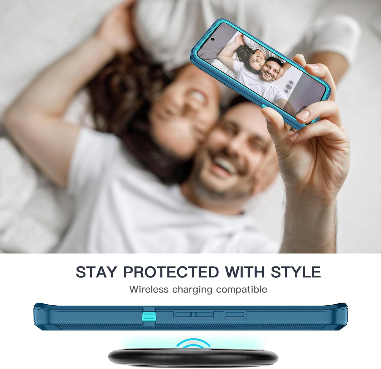 Hucasok for Google Pixel 8 Case Shockproof Rugged Full Body Protection Scratch Resistant Heavy Duty Dust/Drop Proof 3-Layer Durable Cover Case for Google Pixel 8 6.2 Inch,Navy Blue  Hucasok   