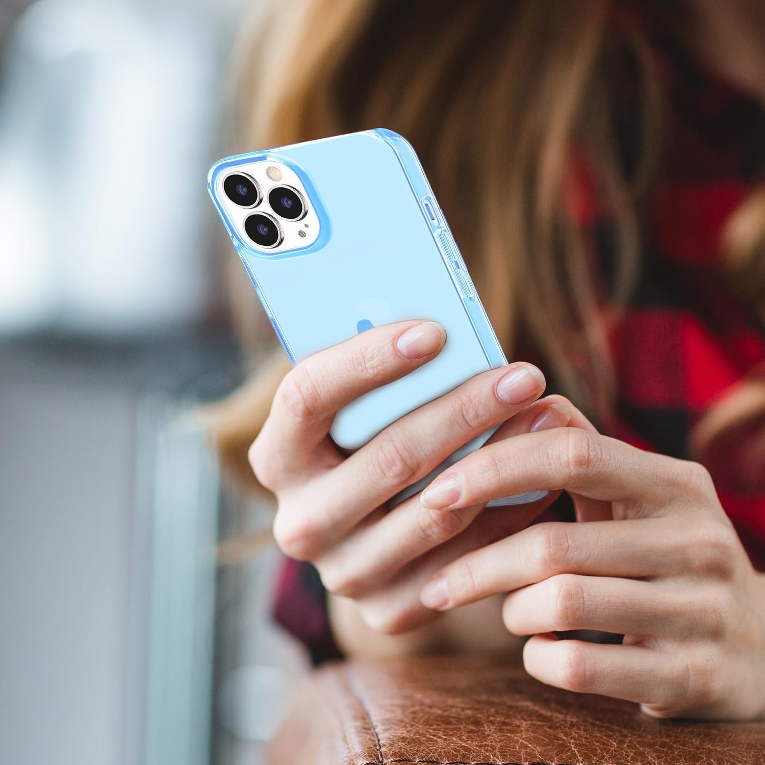 Jjgoo Compatible with Iphone 14 Pro Case, Clear Soft Shockproof Protective Slim Thin Bumper Cover Transparent Phone Case, Translucent Blue  JJGoo   