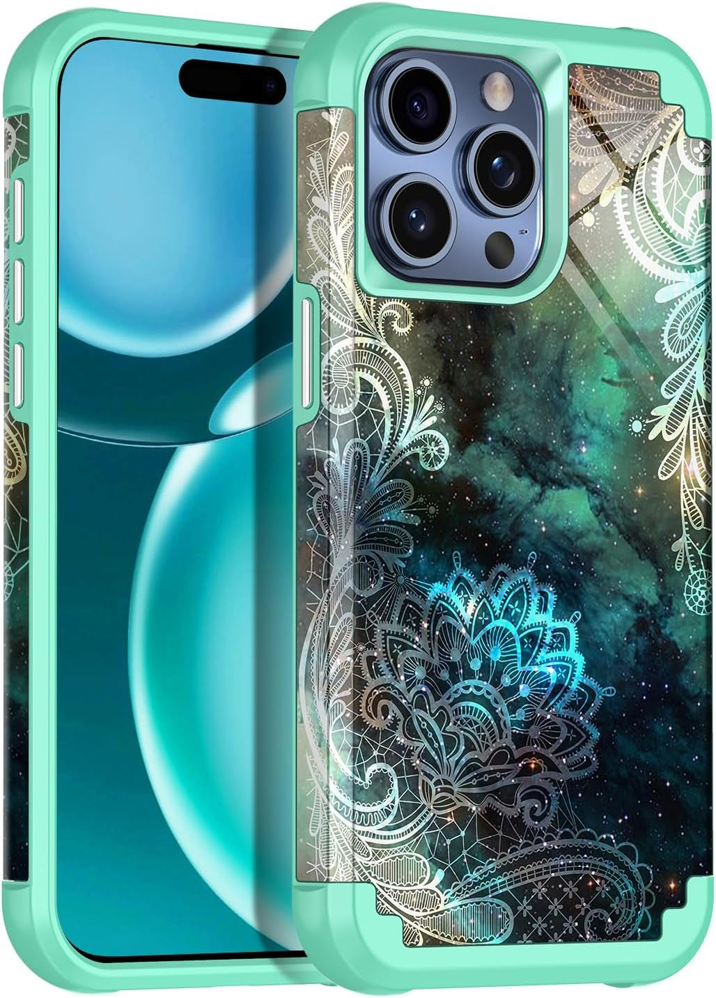 Casetego for Iphone 15 Pro Max Case,Two Layer Heavy Duty Sturdy Shockproof Full Body Rugged Hard Pc+Soft TPU Bumper Protective Girls Cover Case for Apple Iphone 15 Pro Max 6.7 Inch,Black  Casetego Green  