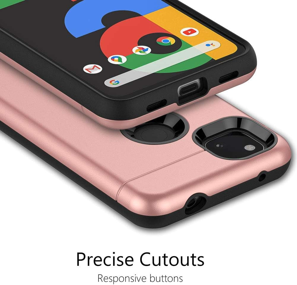 Teelevo Wallet Case for Google Pixel 4A [NOT Compatible with Pixel 4A 5G], Dual Layer Case with Card Slot Holder for Google Pixel 4A - Rose Gold  Teelevo   