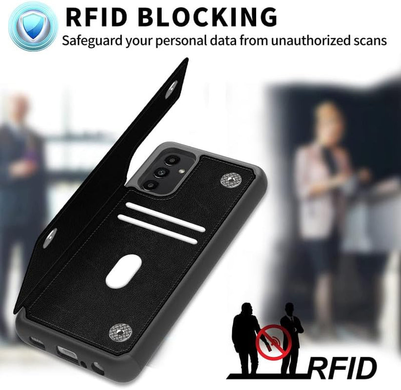 Case for Samsung Galaxy A14 5G Wallet Phone Case with Card Holder,Pu Leather Kickstand Card Slot Cover for Women Men (Dual Magnetic Clasp+Rfid Blocking)-Bald Eagle with Flag