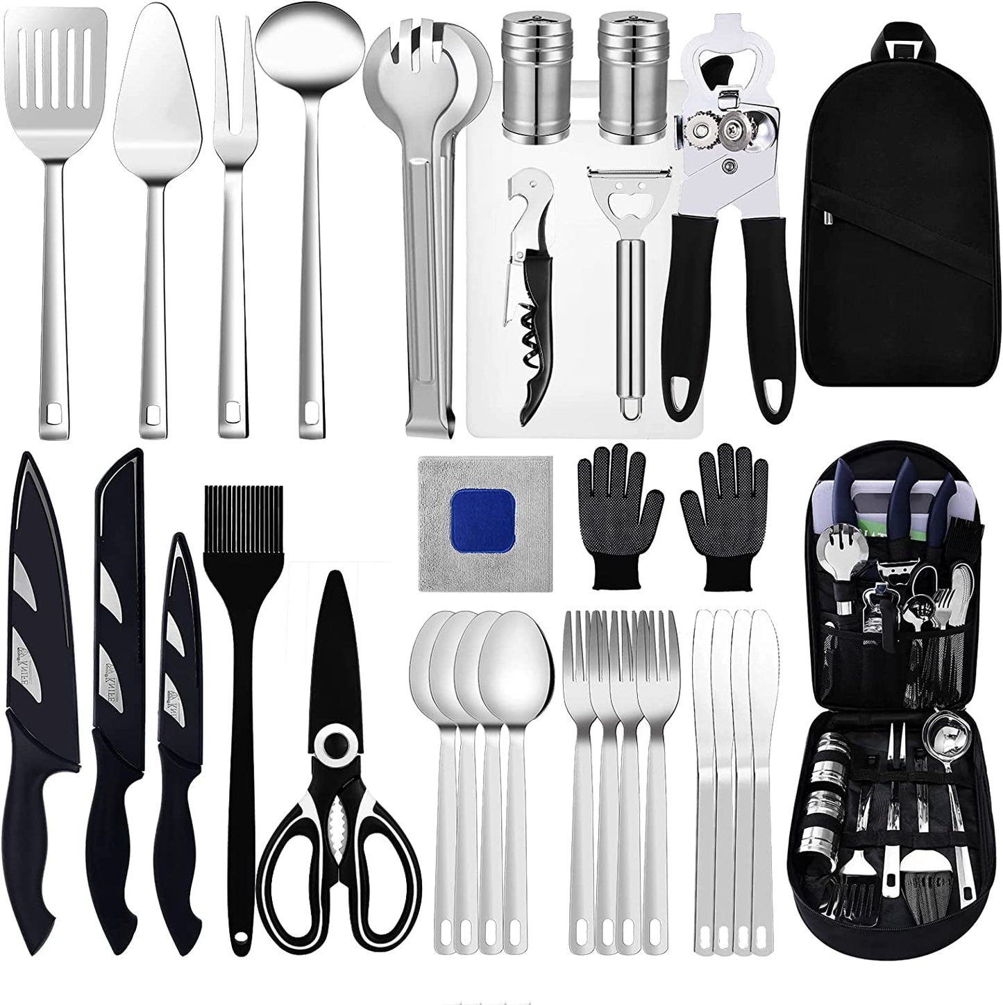 Camping Essentials Camping Accessories Gear Must Haves Camper Tent Camping Kitchen Rv Cooking Set Camping Cooking Utensils Set Supplies Gadgets Outdoor Stove Portable Picnic Gifts BBQ Stuff