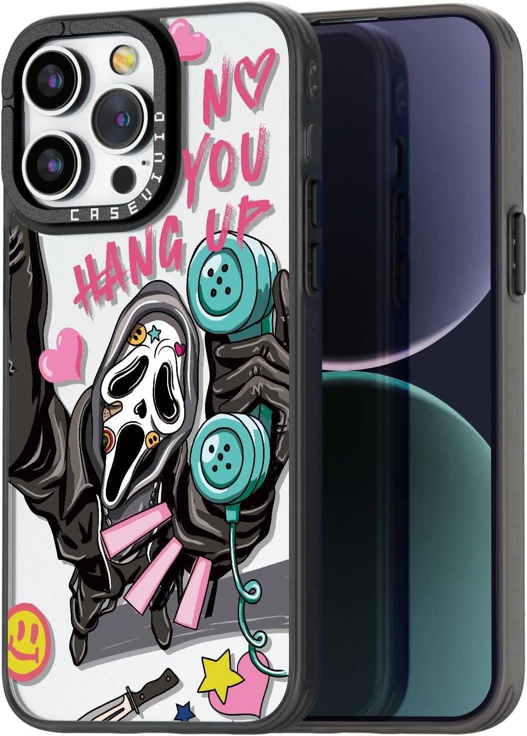 Casevivid Compatible for Iphone 15 Pro Case Cute Aesthetic - Durable Fashion Funny Phone Case - Girly Butterfly Pattern Print Cover Design for Woman Girl 6.1 Inches Black  CASEVIVID Skeleton Basic 