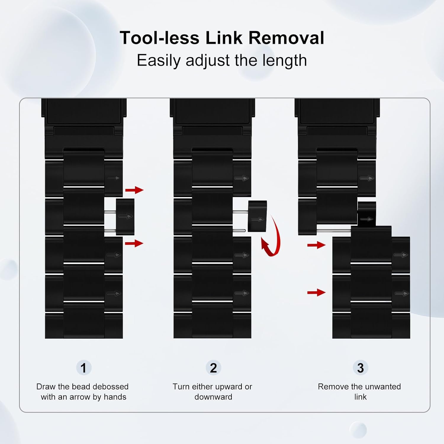 Finestone Metal Band for Apple Watch - No Tool Needed Apple Watch Stainless Steel Band Compatible with Apple Watch 41Mm 40Mm 38Mm - Magnetic Clasp Strap for Iwatch Series 9/8/7/6/5/4/3/2/1 SE Black