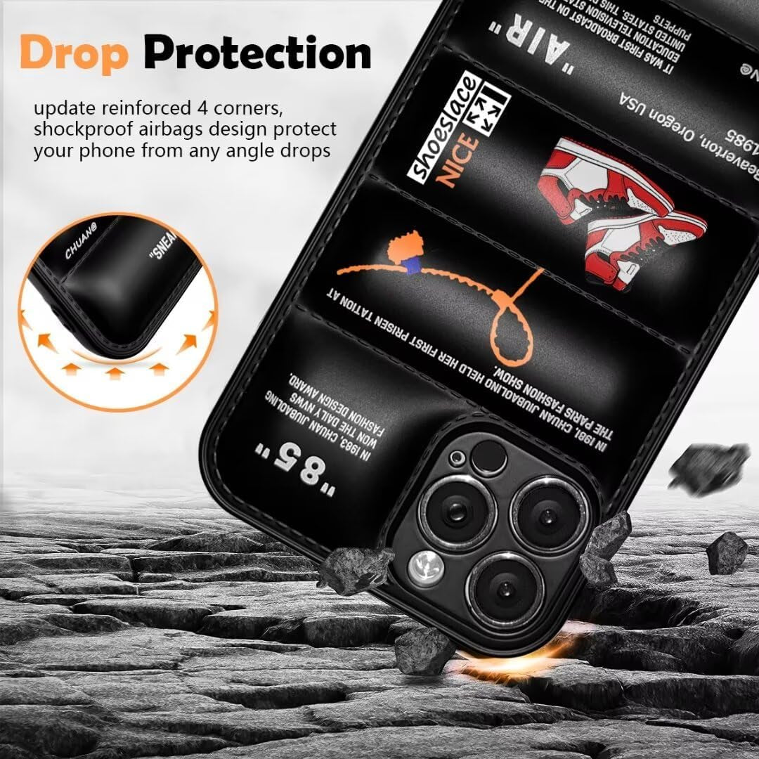 Cool Aesthetic Phone Case for Iphone 15 Pro Case for Boys Men Drop-Resistant Lens Protection Red Basketball Sneaker Street Design Shockproof Designer Cases Compatible with Iphone 15 Pro Case Black  VVVLGD   