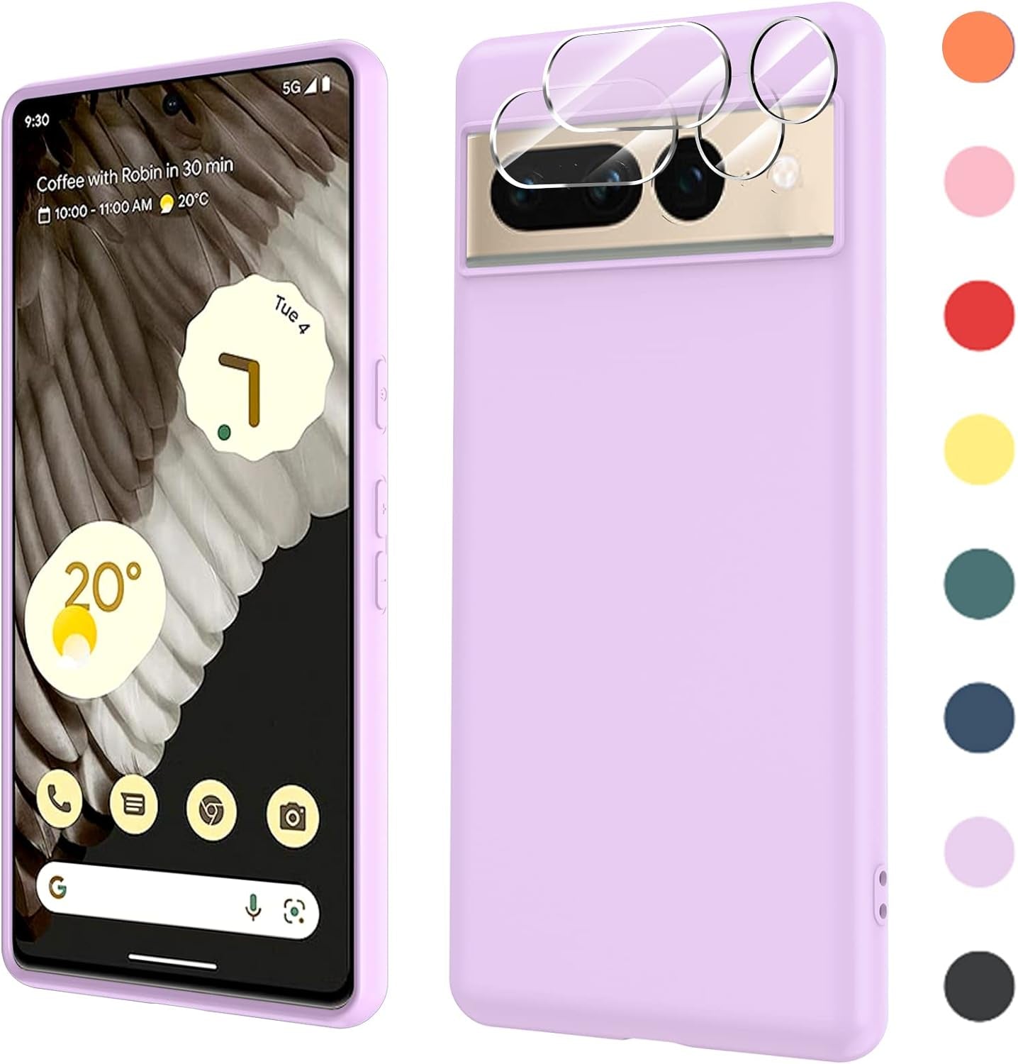 Leyi for Pixel 6A 5G Case: Google Pixel 6A Case with [2 Pack] Tempered Glass Screen Protector Liquid Silicone Soft Microfiber Liner Cover Case Pixel 6A, Red  LeYi Purple Google Pixel 7 Pro 