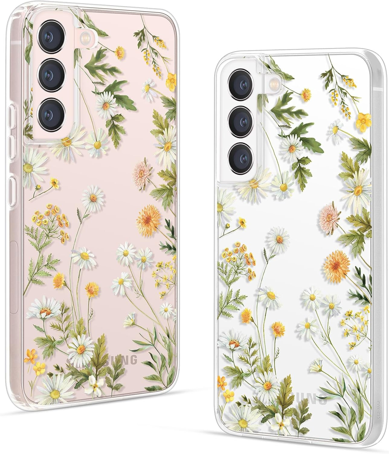 Gronda Case for Samsung Galaxy S22 Cute Floral Design Case for Galaxy S22 anti Yellowing Slim S22 Phone Case for Women, Flowers Blooming