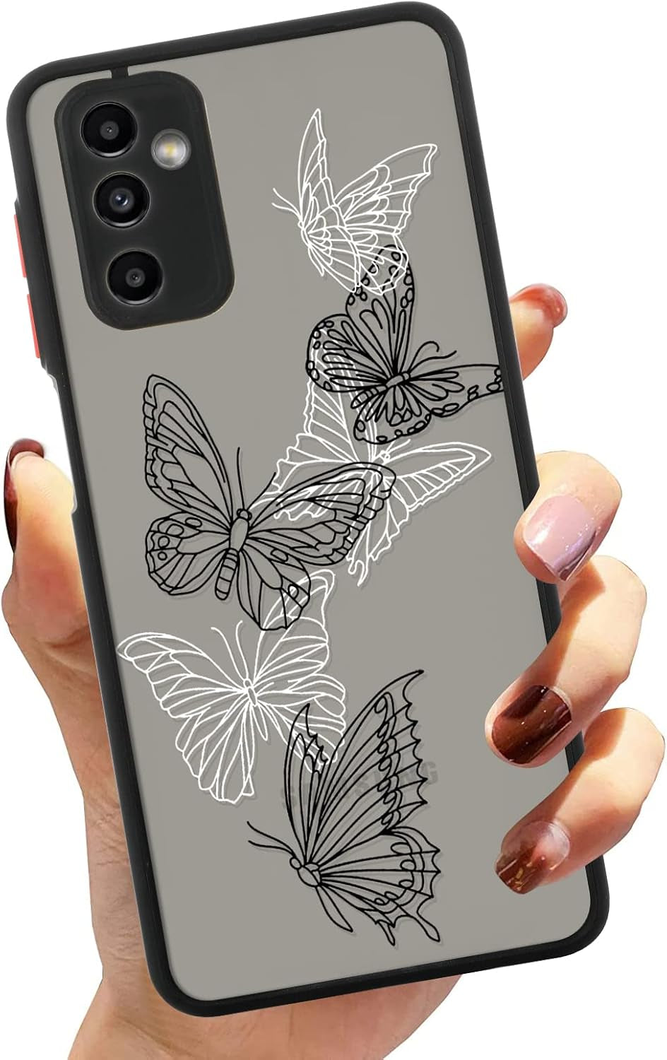 Compatible Samsung Galaxy A53 5G Black White Butterfly Case, Translucent Matte Soft TPU Bumper Case Cute Black and White Butterfly Print Pattern Back Transparent Protective Case 6.5 Inch