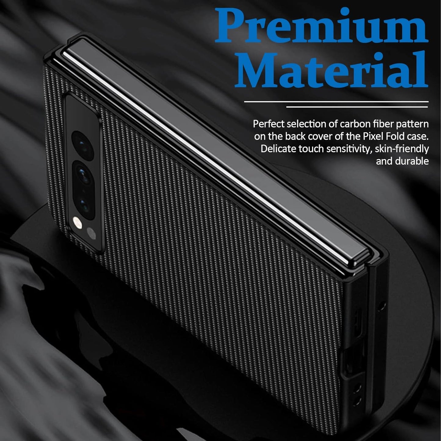 Miimall Compatible for Google Pixel Fold Case, PC + PU Carbon Fiber Pattern [Ultra-Thin Lightweight] [Anti-Fingerprint Heat Dissipation] Anti-Scratch Protector Bumper Case for Pixel Fold, 5G(Black)  Miimall   