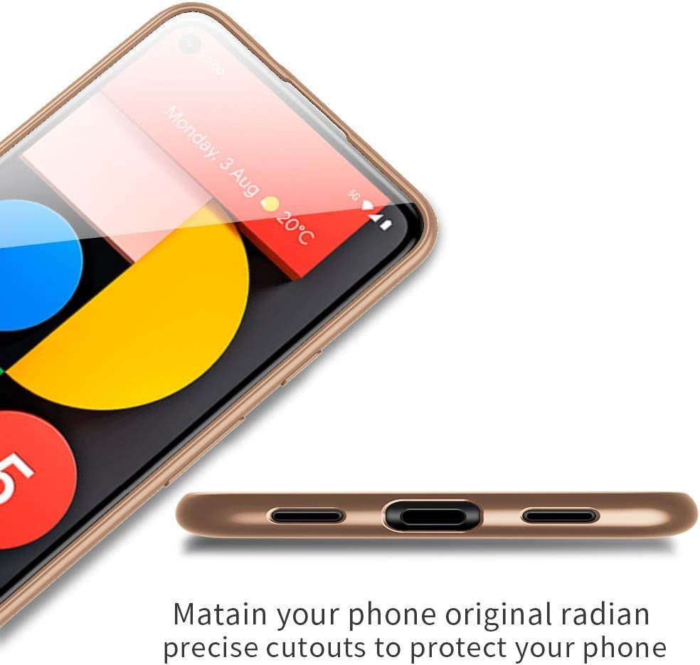 X-Level Google Pixel 5 5G Case Slim Fit Mobile Phone Case Soft Flexible TPU [Guardian Series] Matte Finish Ultra-Thin Light Coating Grip Full Protective Cell Phone Back Cover for Google 5 5G-Gold  pipilu   