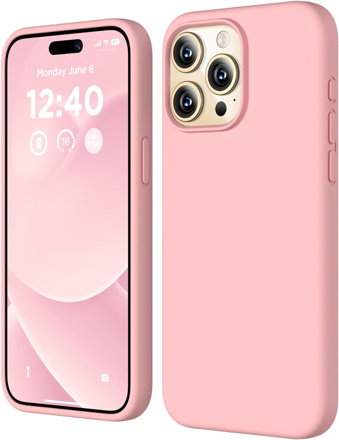 COFFKER Compatible with Iphone 15 Pro Case, Liquid Silicone Case, Full Body Shockproof Protective Cover Slim Thin Phone Case with Soft Anti-Scratch Microfiber Lining, 6.1 Inch-Orange  COFFKER Peach Pink  