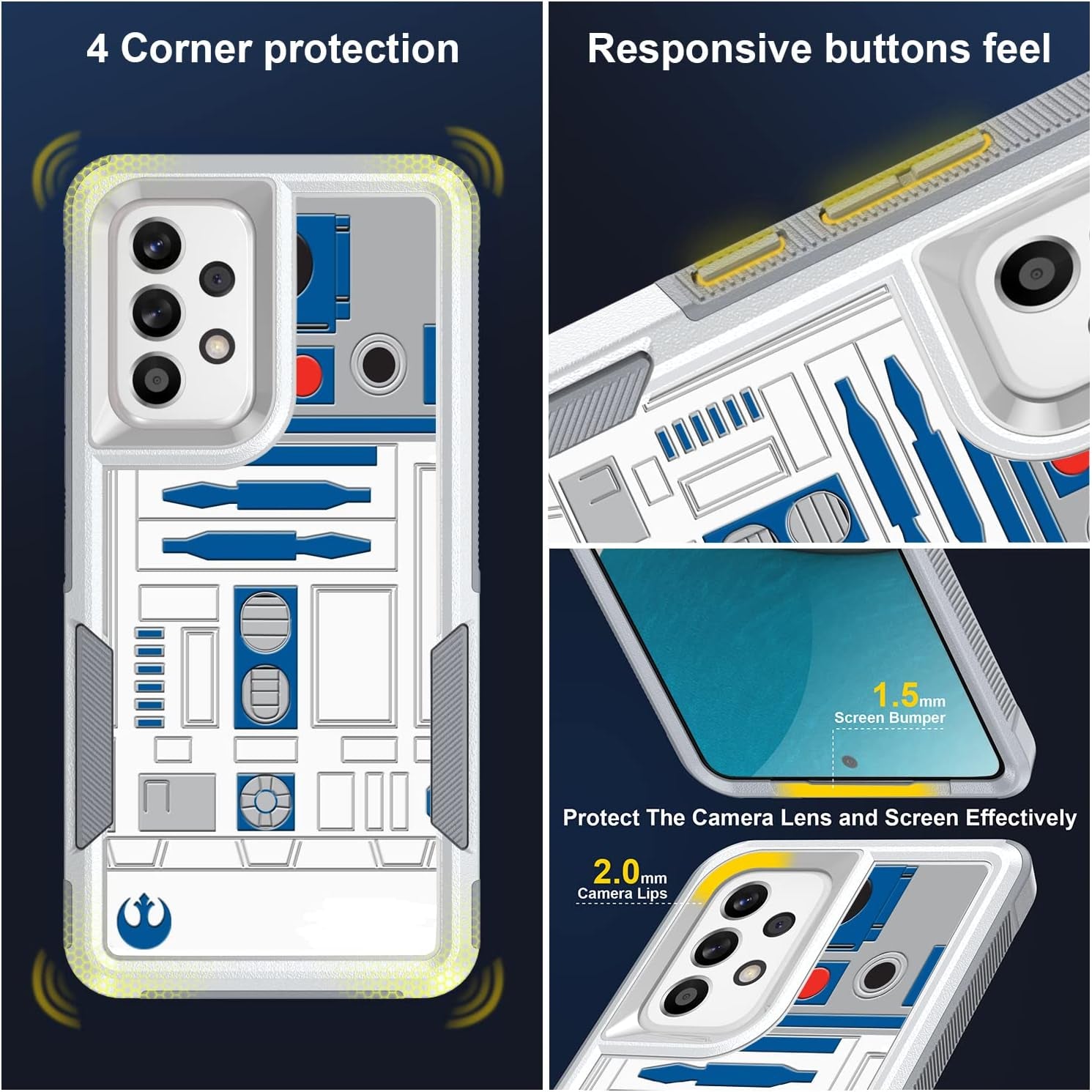 Case for Samsung Galaxy A53 5G, R2D2 Astromech Droid Robot Pattern Shock-Absorption Hard PC and Inner Silicone Hybrid Dual Layer Armor Defender Case for Samsung Galaxy A53 5G (A002)