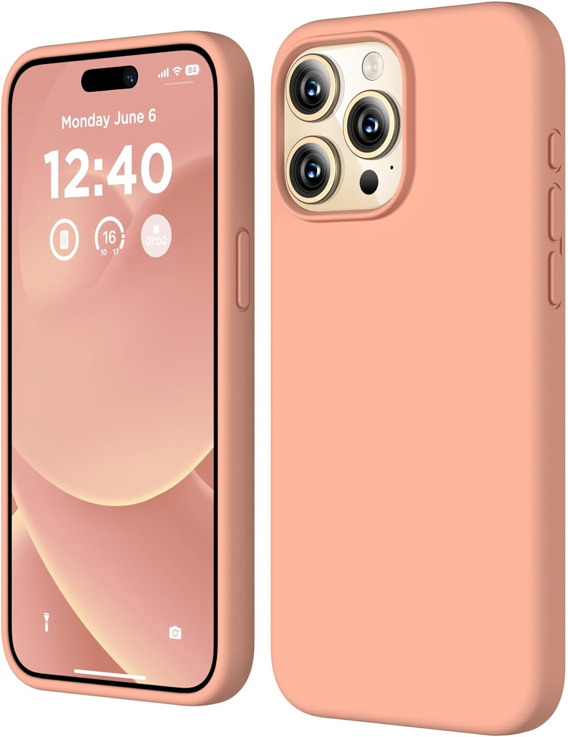 COFFKER Compatible with Iphone 15 Pro Case, Liquid Silicone Case, Full Body Shockproof Protective Cover Slim Thin Phone Case with Soft Anti-Scratch Microfiber Lining, 6.1 Inch-Orange  COFFKER   