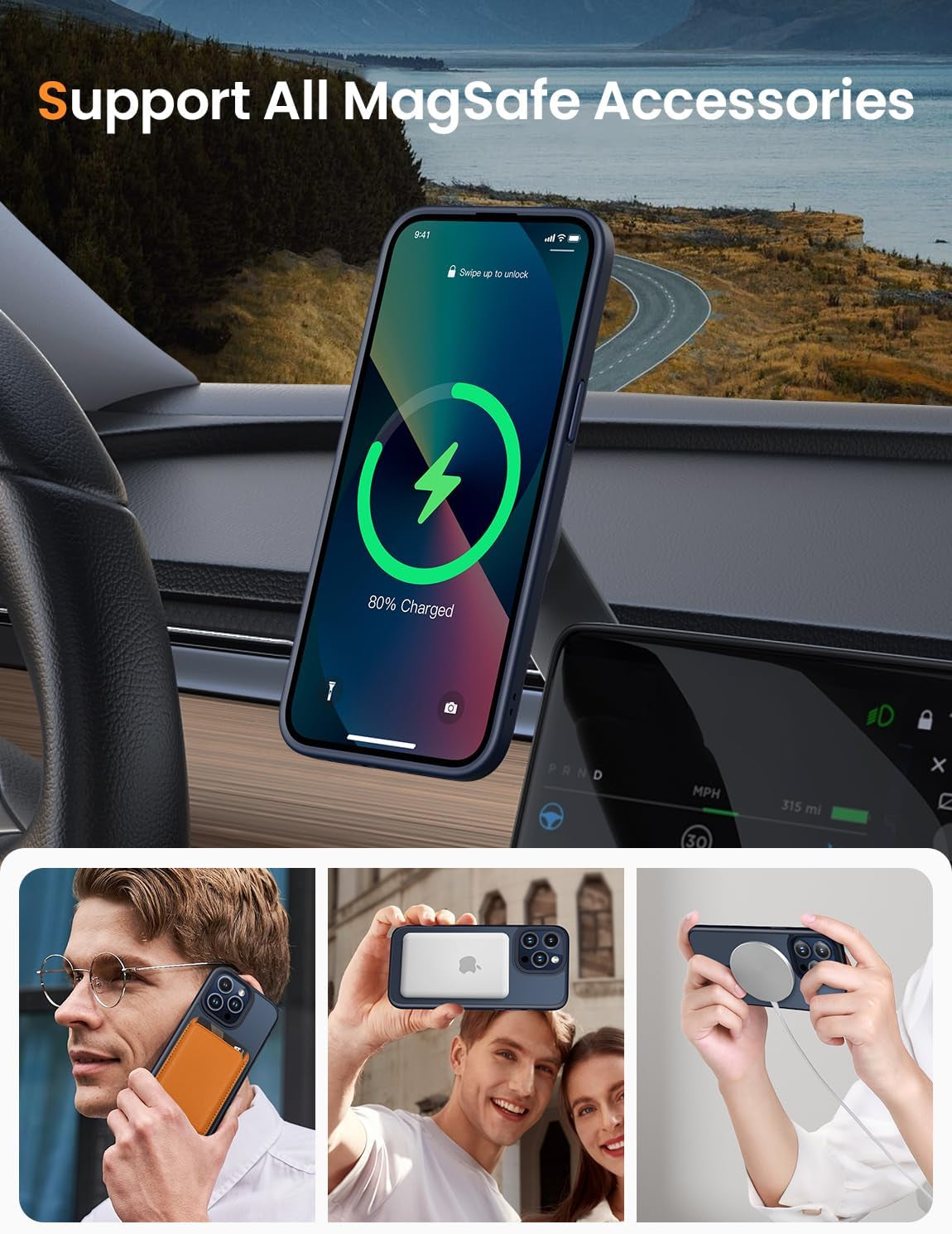 Mgnaooi Magnetic Case for Iphone 15 Pro Max Case [Mil-Grade Drop Tested & Compatible with Magsafe] Translucent Matte Back, Anti-Scratch Shockproof Phone Case for 15 Promax 6.7 Inch, Black  Mgnaooi   